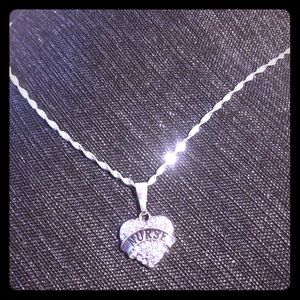 SALE crystal paved “NURSE” on unique 💧wave chain